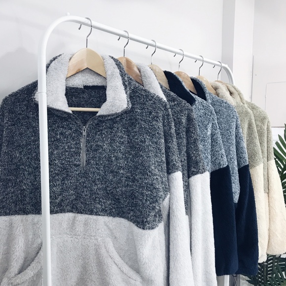 ๐ Camila Lime/Taupe+Cream Fuzzy Pullover - Picture 8 of 8